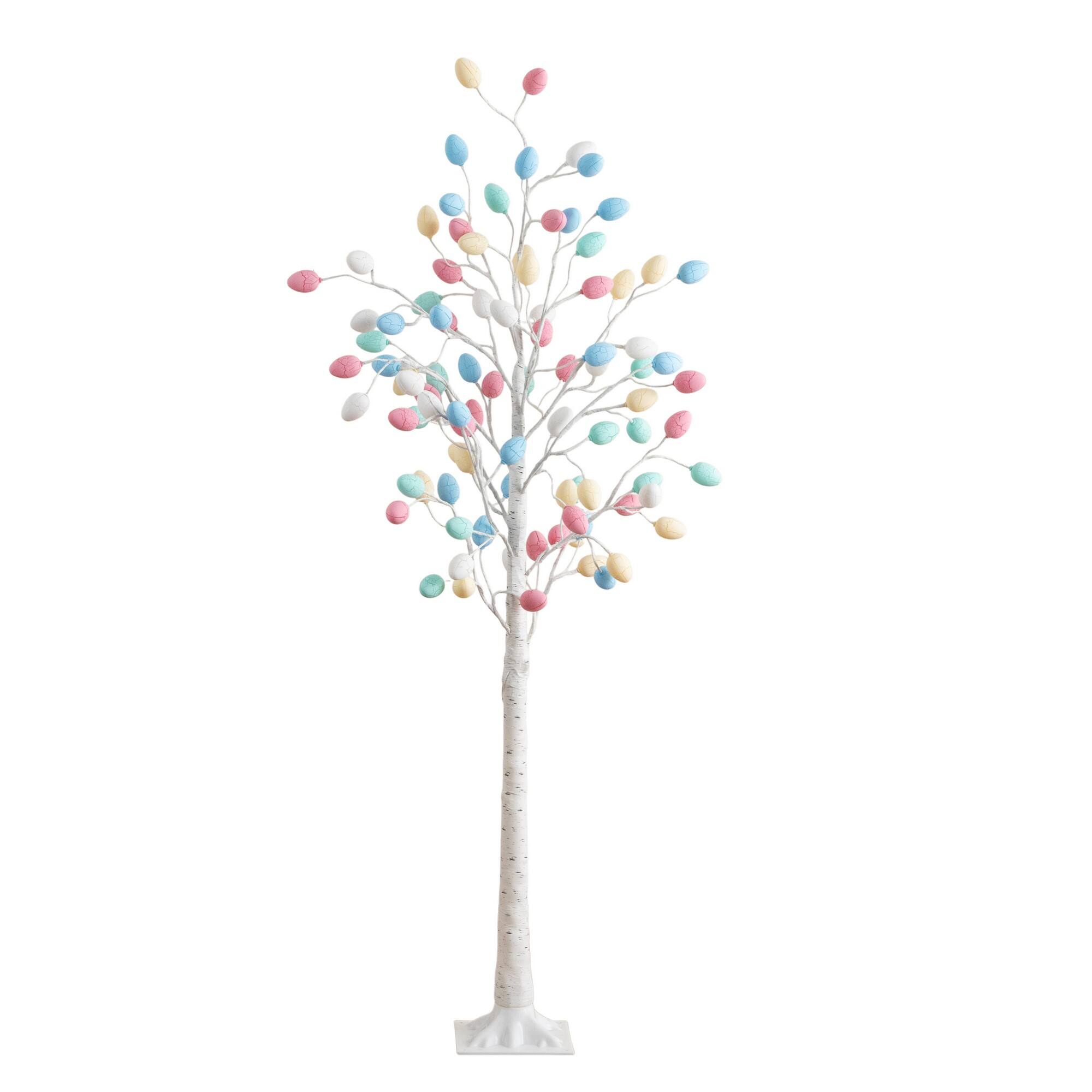 6ft. Pre-Lit Artificial Easter Twig Tree with 96 Egg Shaped LED Ornaments